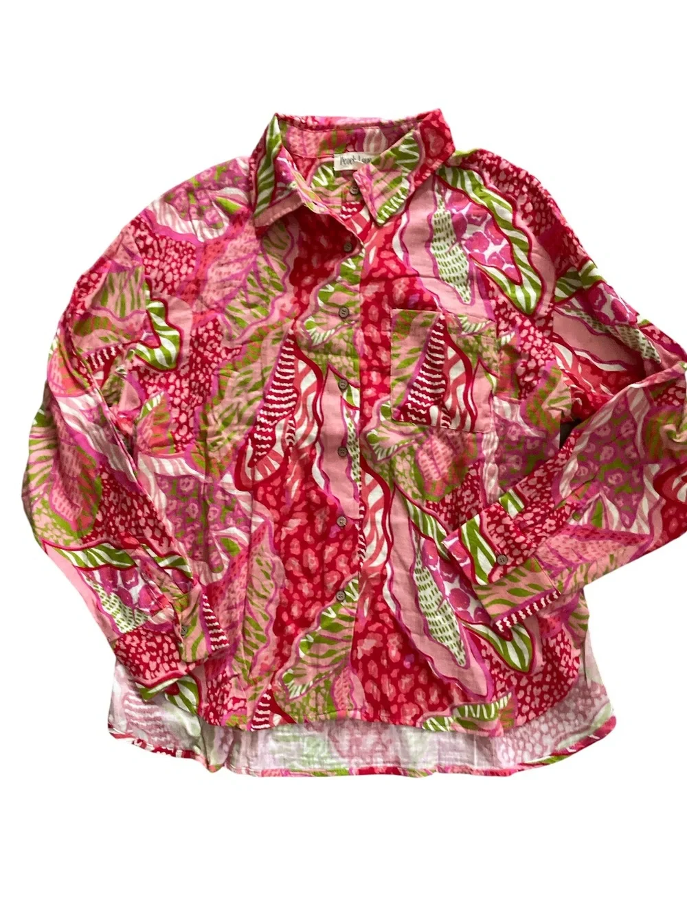 Peach Love SAY ALOHA RED TROPICAL GAUZE SHIRT/SHORTS SET